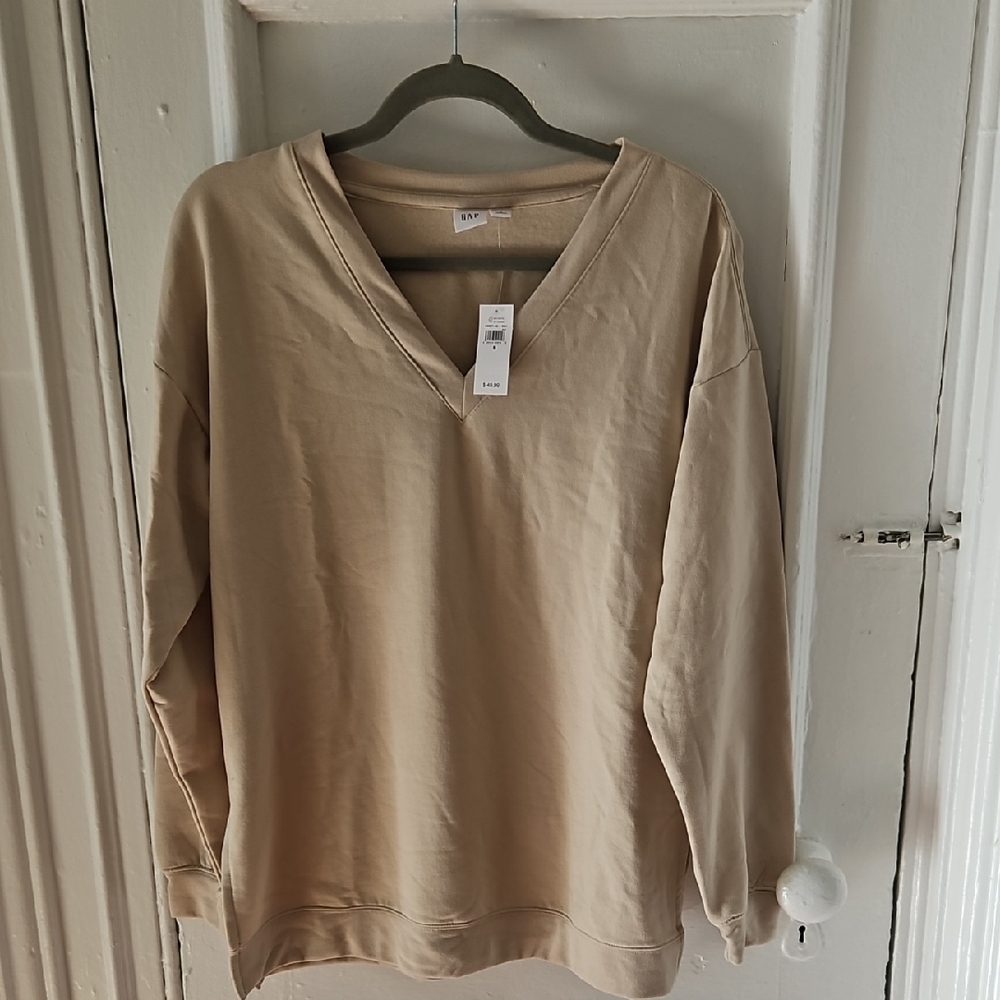 New GAP Beige V-Neck Sweatshirt